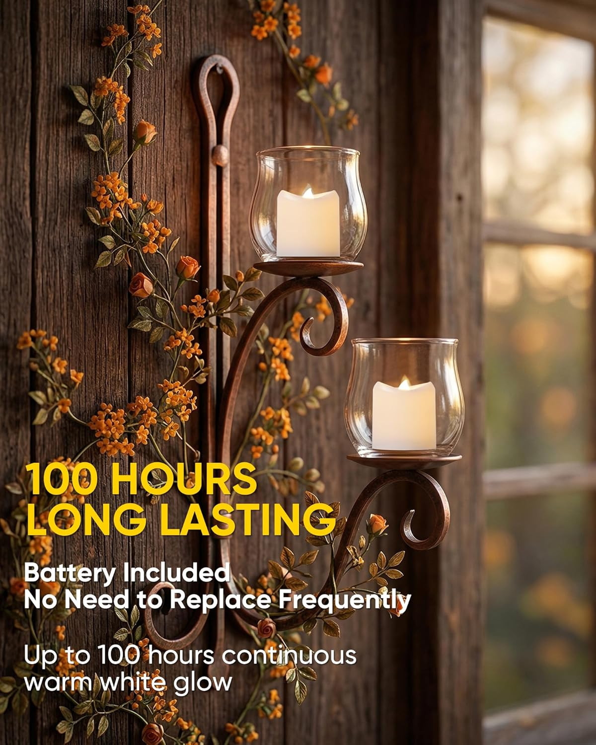LED Votive Candles, Flameless Tea Lights Battery Included, 100 Hours Long