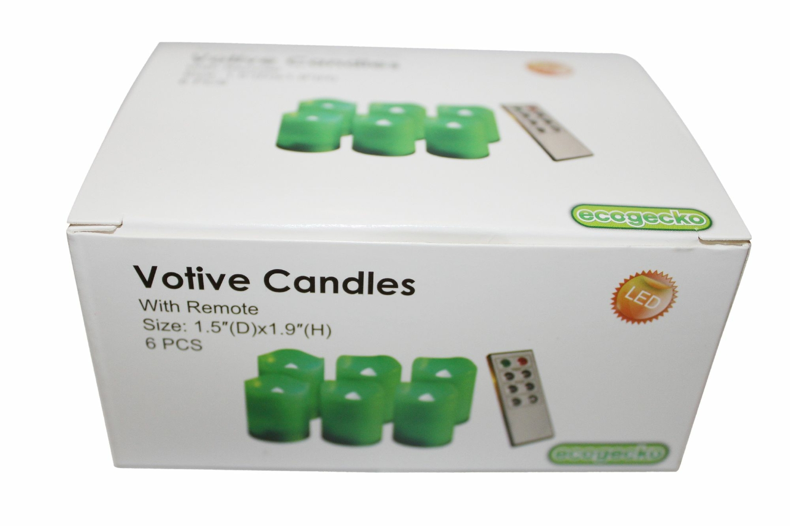 EcoGecko Indoor/Outdoor Remote Controlled Votive Flameless LED Candles, Green