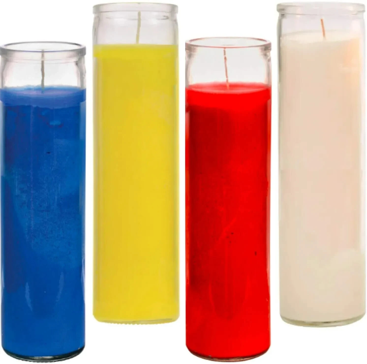 Prayer Candles – Red Yellow Blue White Wax Candle (4 Pack) Great for Sanctuary