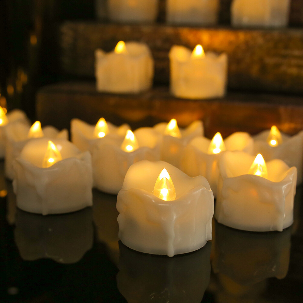 12Pcs Flameless LED Candle Tea Lights Flicker w/ Remote Control Battery Operated
