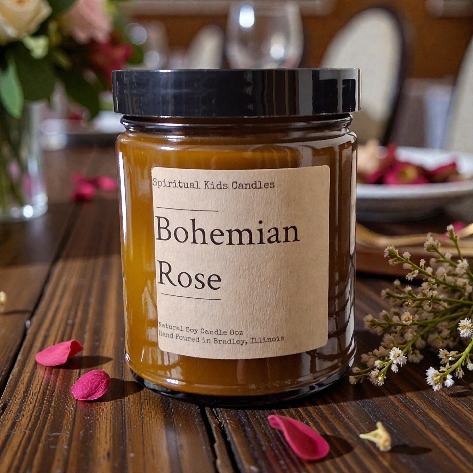Bohemian Rose 8oz 35-40 Hour Burn Essential Fragrant Oils Floral Scent