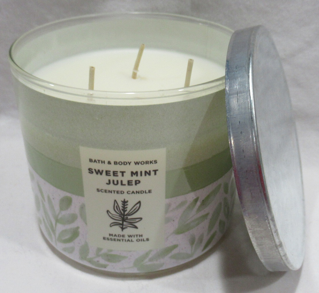 Bath & Body Works 14.5 oz Scented 3-Wick Candle 25-45 hrs SWEET MINT JULEP