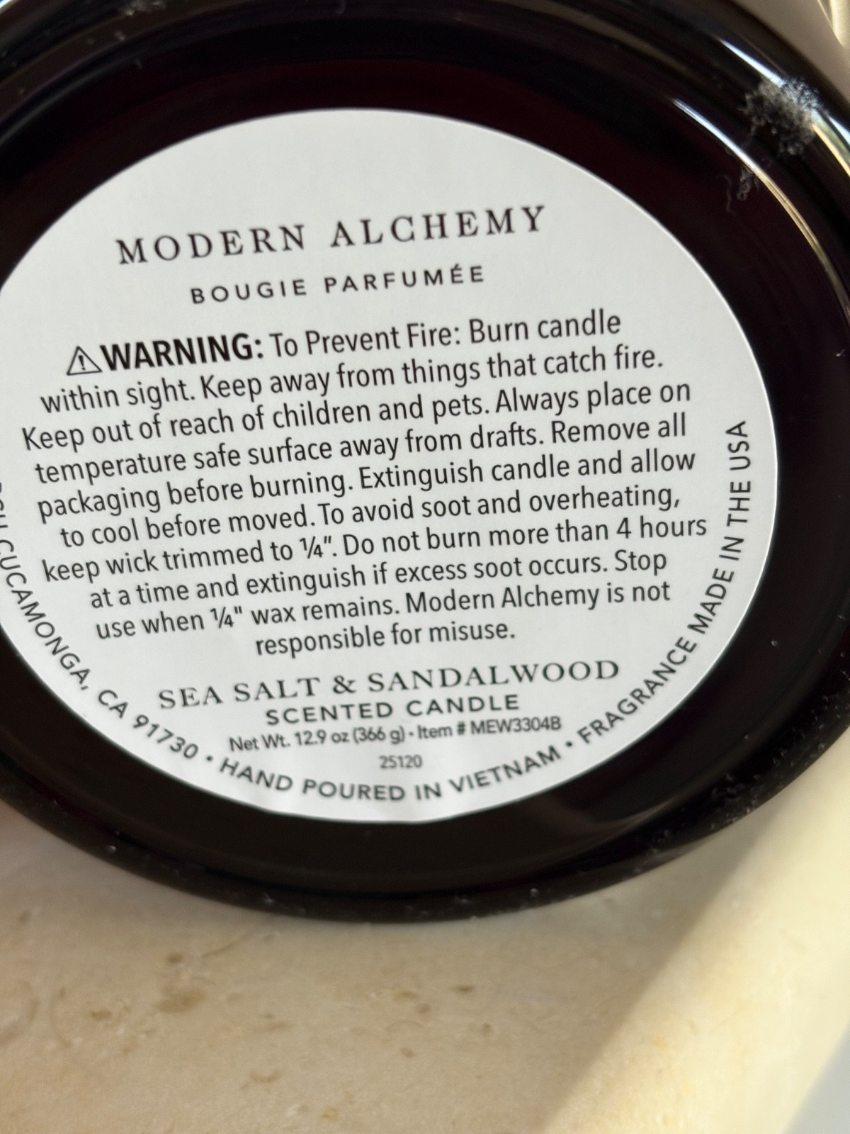 Modern Alchemy Dark Academia Candle DEAD SEA Sandalwood Gothic 2 wick