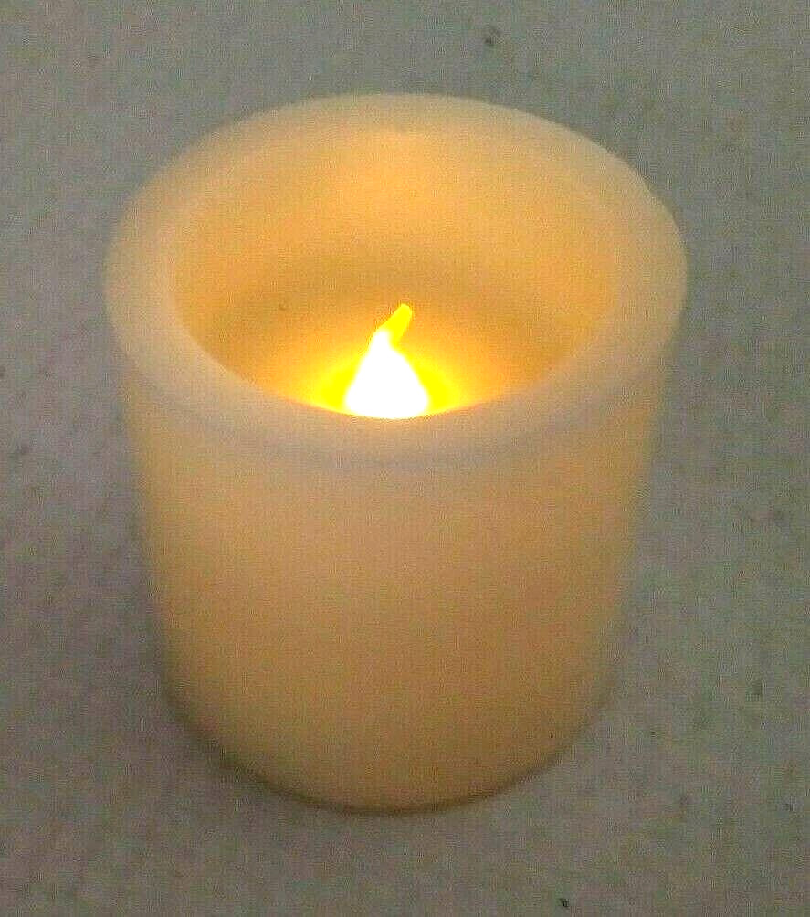 2 Wax Flameless Flickering Battery Operated Pillar Candles White 3 AAA 3″ tall