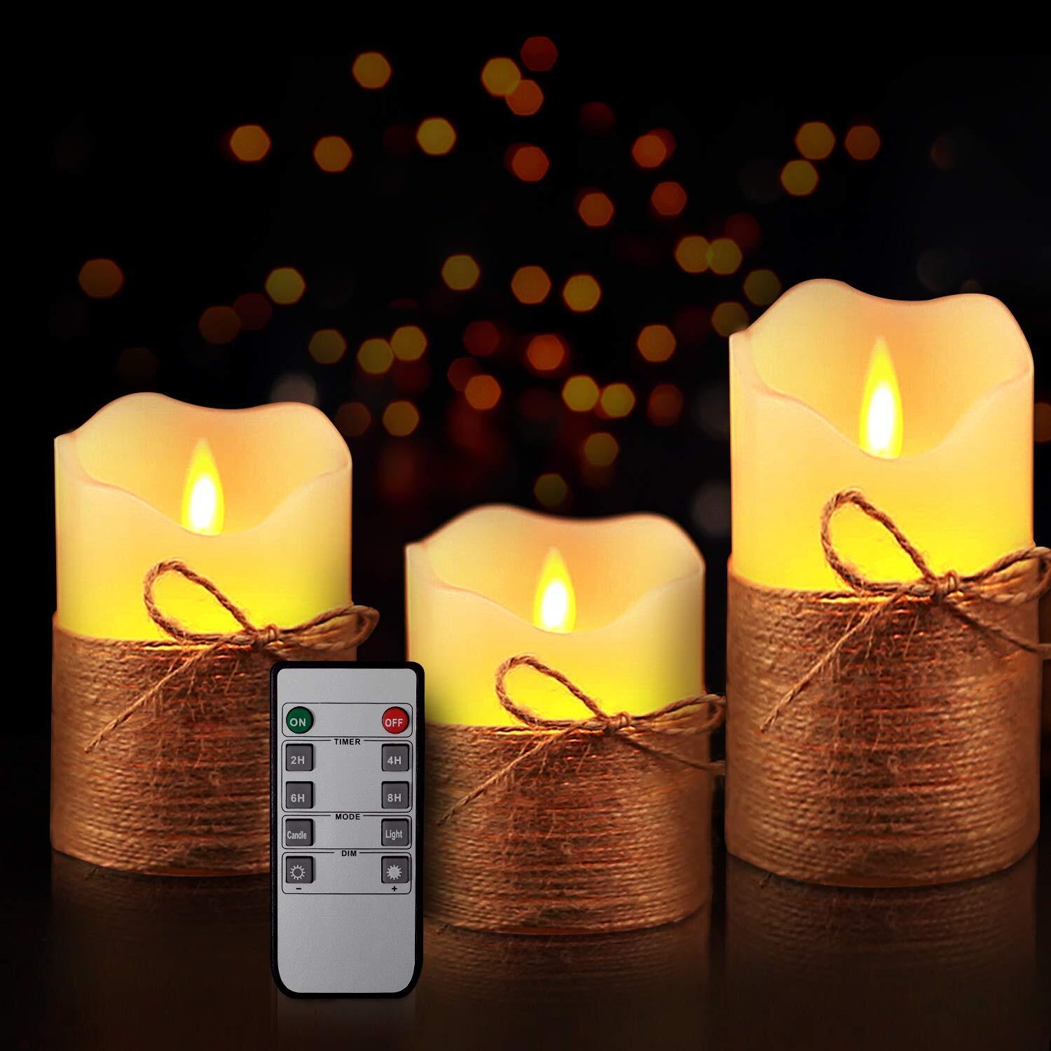 Candles Flameless Pillar Real Wax Electric LED Flickering Candl Battery Operate