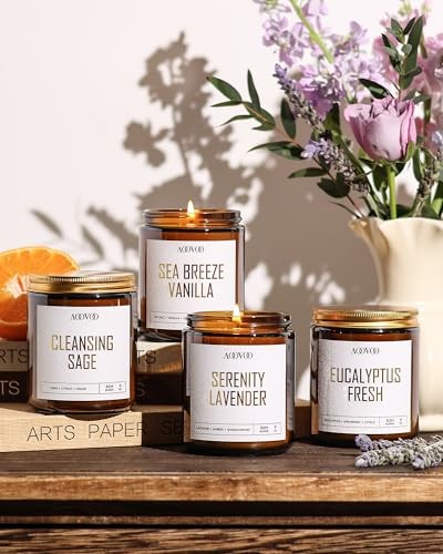 4PC Scented Candle Set 36oz Soy Wax Lavender Vanilla Eucalyptus Sage Gift Box