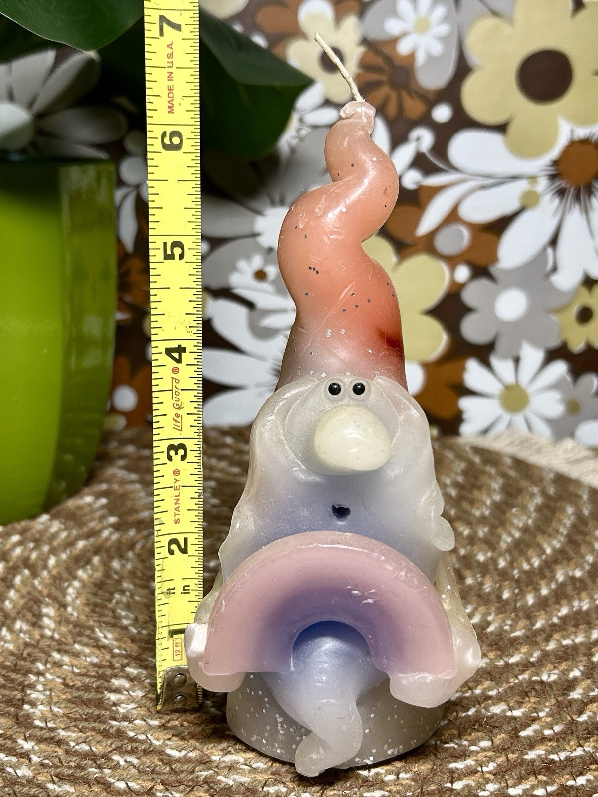Vintage 90s Northern Lights Candle Wee Wizards Glitter Rainbow 6” EUC