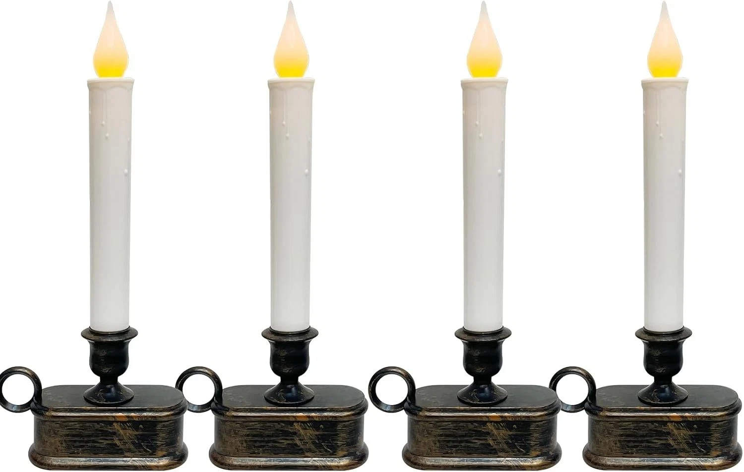 4 Pack Window Candles with Sensor Dusk to Dawn, 1 Light-4 Pack, Bronze