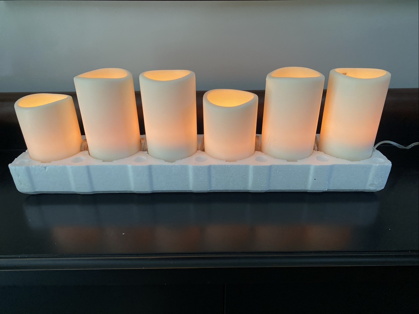 Restoration Hardware Flameless 6 Pillar Candle String Lights 8” 7” + 5.5” High