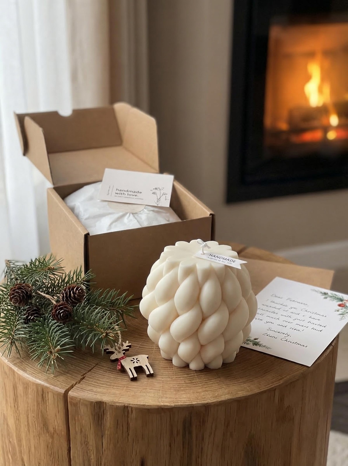 Knot Ball Soy Wax Candle- Large Handmade Pillar Scented Elegant Bubble Aesthe…