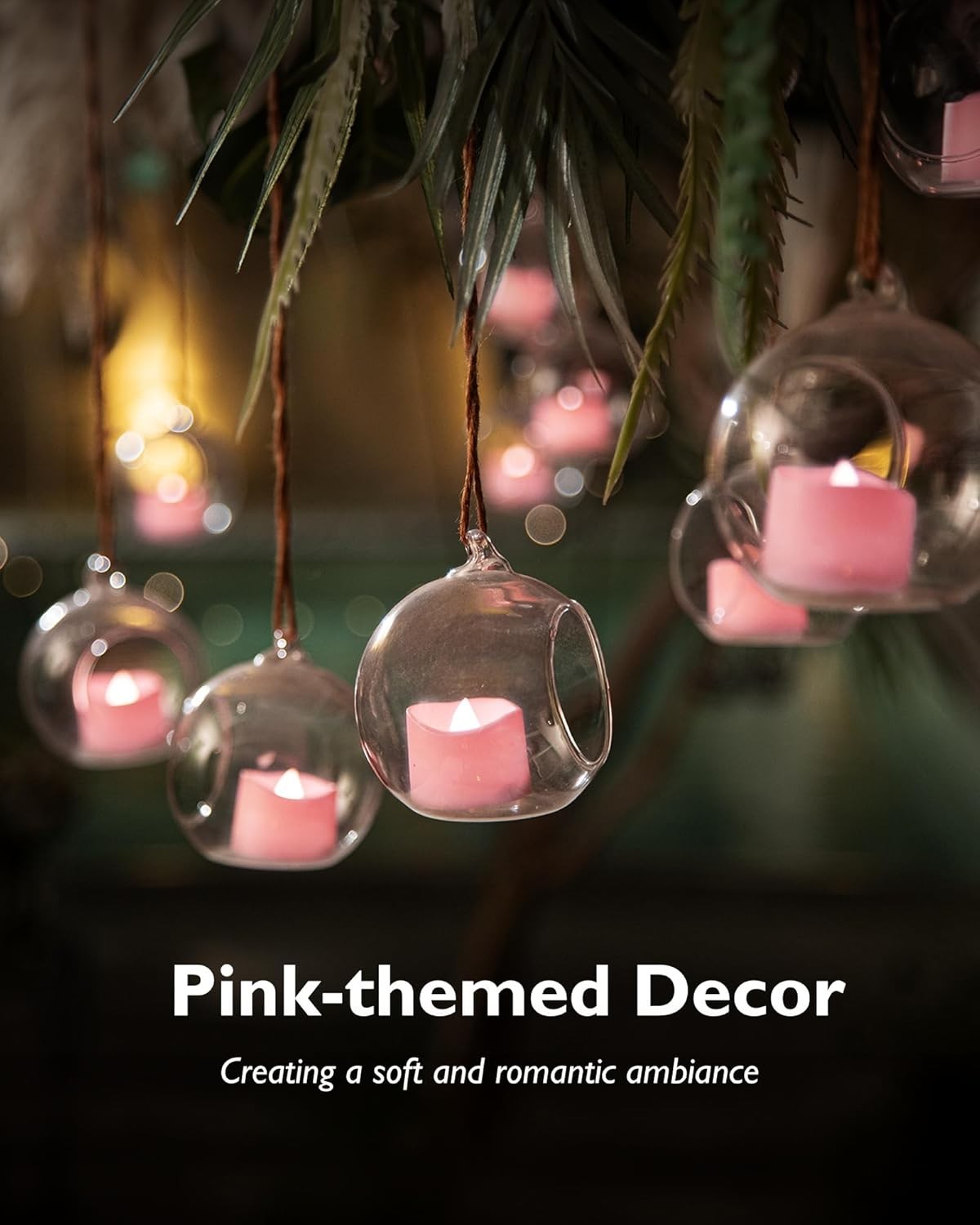 12pc Pink Tea Lights Candles Battery Operated, 200hr Flameless Flickering Lights