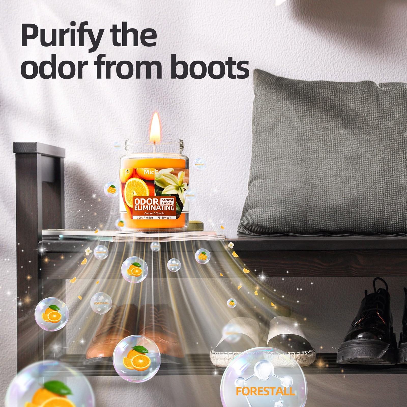 Orange & Vanilla Odor Eliminating Candles for Home Scented