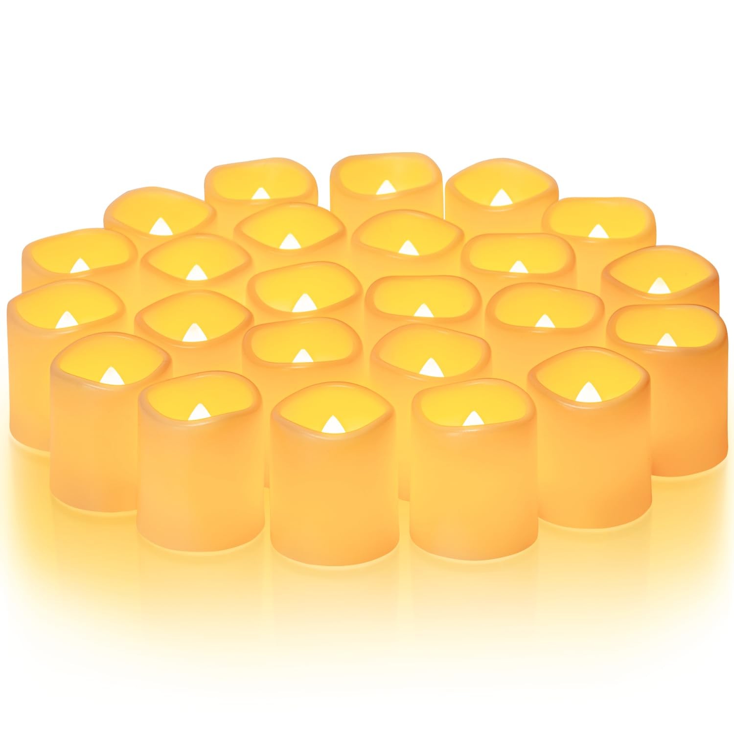 Homemory 24Pack Flickering Flameless Votive 24 Pack, Amber Yellow