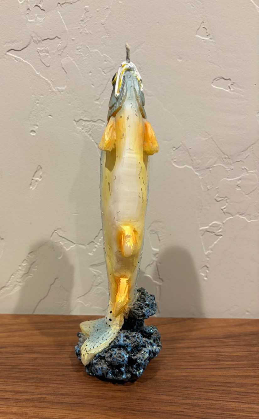 Life-Like 8″ Tall Rainbow Trout Candle Excellent Condition Unused No Box LOOK!