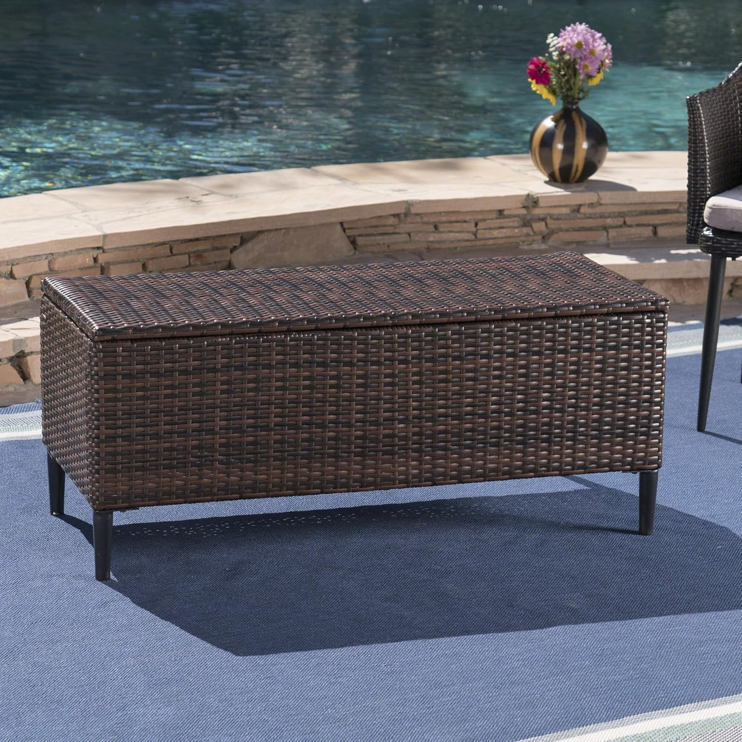 Rupert Outdoor Wicker Storage Unit, Multibrown