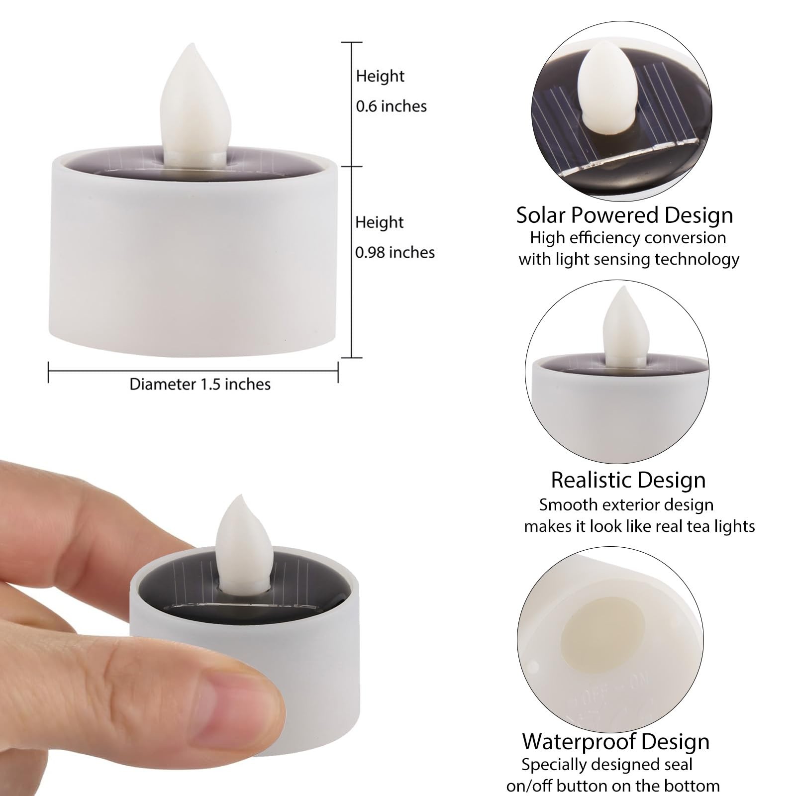 Solar Tea Lights Outdoor Waterproof, 8pcs Rechargeable Dusk to Dawn Little So…