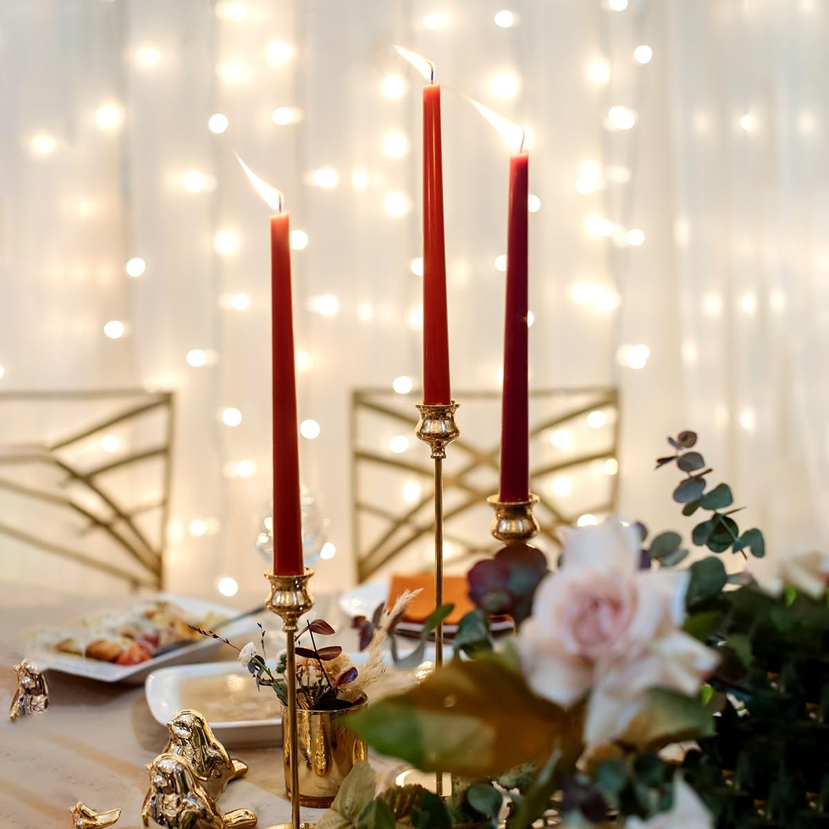 Set of 8 10 Inch Red Taper Candles, Dripless Unscented 8 Packs,