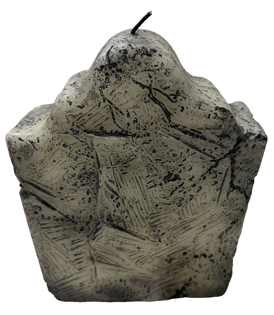 Large Vtg Halloween Tombstone Candle Skull & Bones Gothic Gray Wax Decor 8″ New