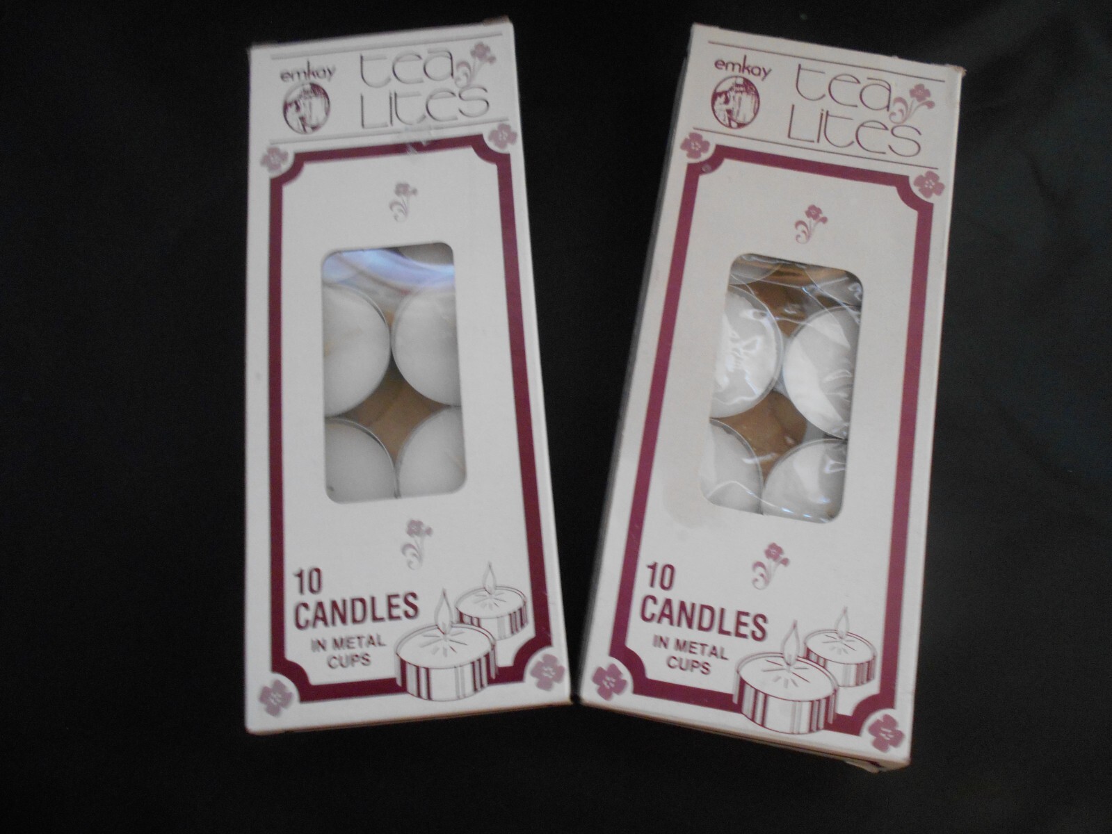 Two Packs of 10 White Tea Lites Candles in Metal Cups