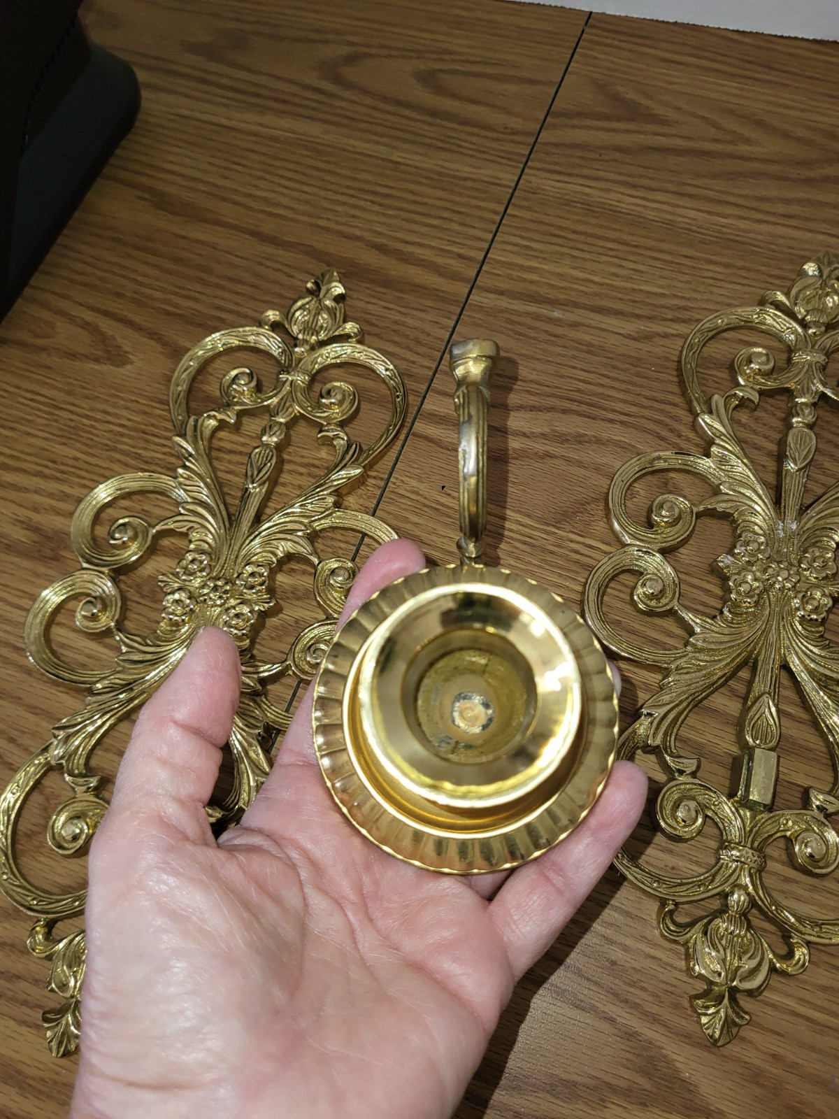 2 Gold Heavy Candle Sconces 12 Inch India