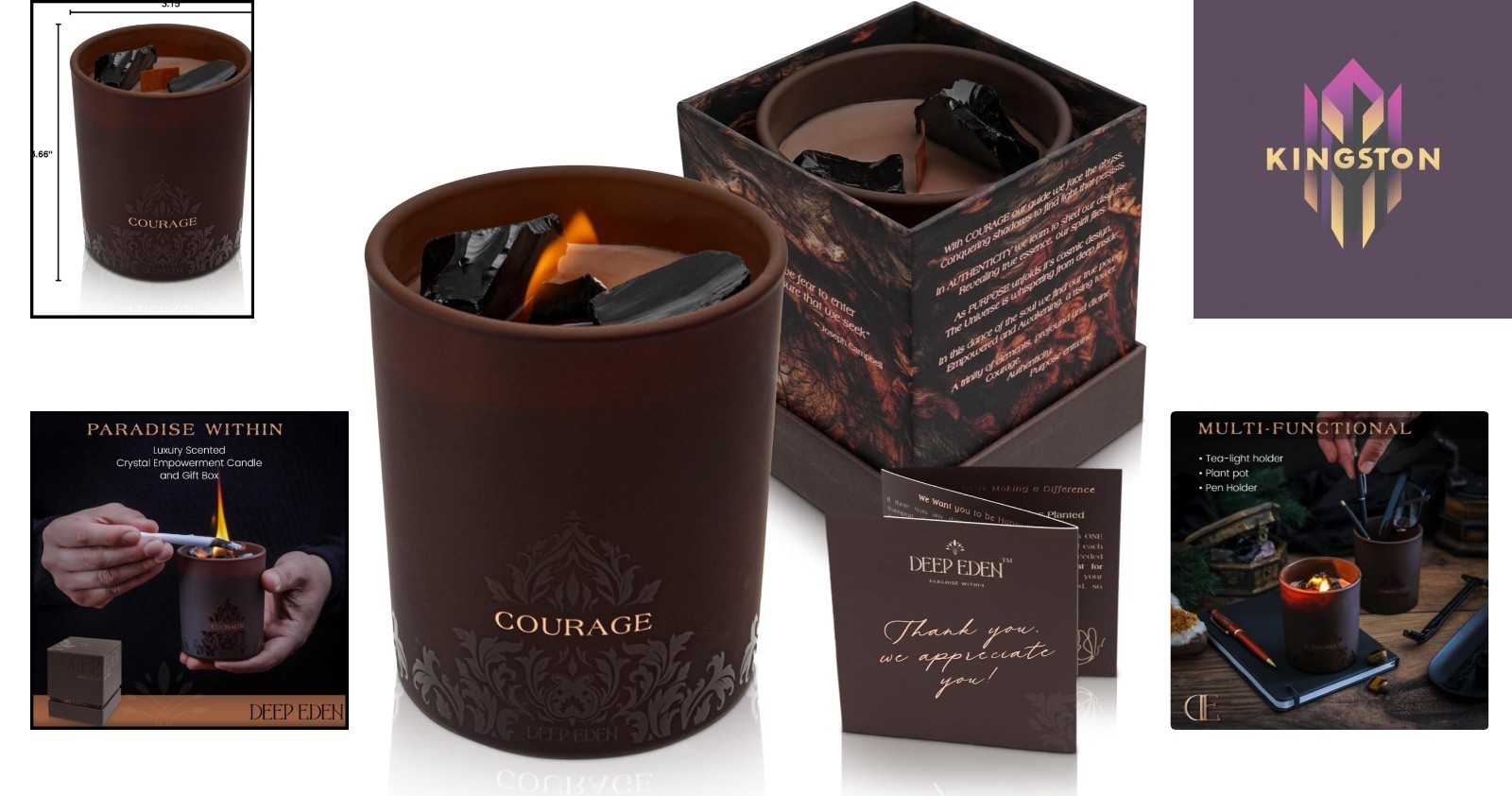 Luxury Forest Mahogany Empowerment Candle with Black Tourmaline Crystals – 7.4oz