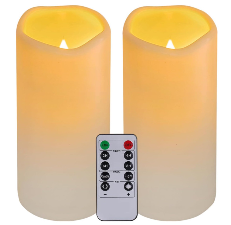 LED Candles With 10-Key Remote Timer Flickering Flameless Outdoor Indoor 2 Pack