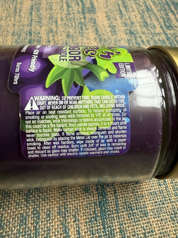 Candle Grape Scented Smoke Odor Exterminator 13 Ounces Purple Color
