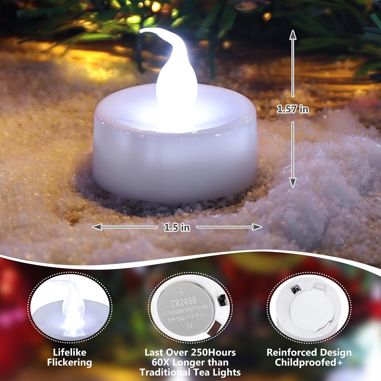 Remote Controlled Tea Light,White Flickering Bulb,Long Lasting Battery Operat…