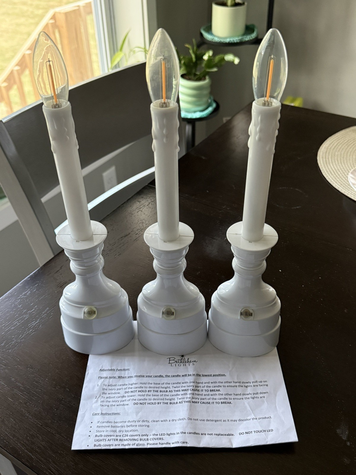 3 Bethlehem Lights LED Pure Glow Premium Cordless Window Candles By QVC