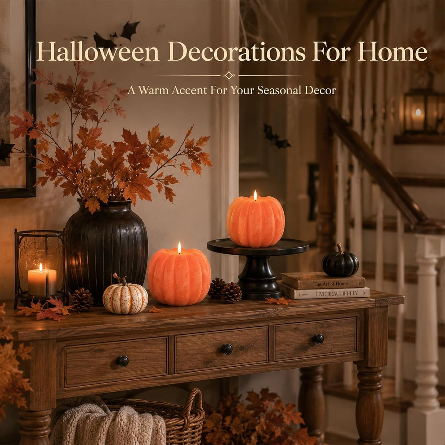 Fall Decorations for Home – Flameless Pumpkin Candles with Remote Timer, Realist