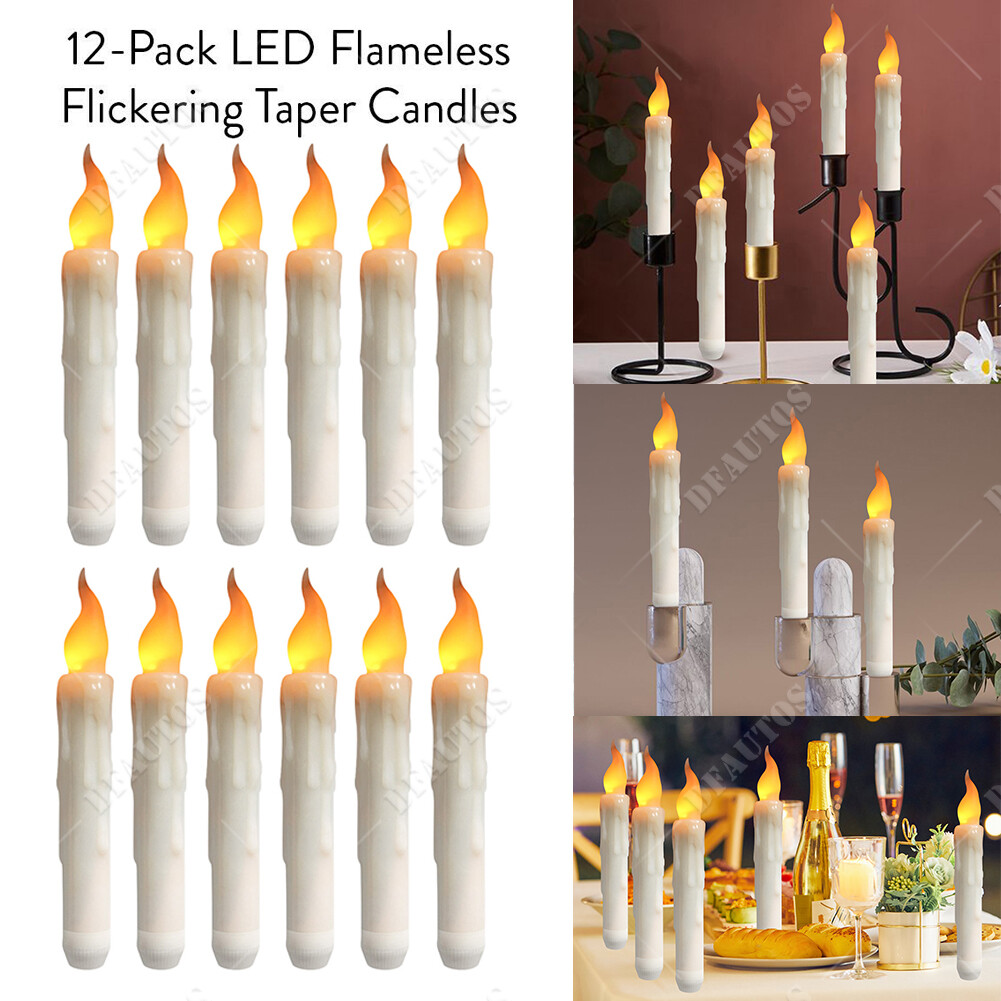 6PCS Battery Operated Flameless LED Taper Candles light Christmas Window Candle