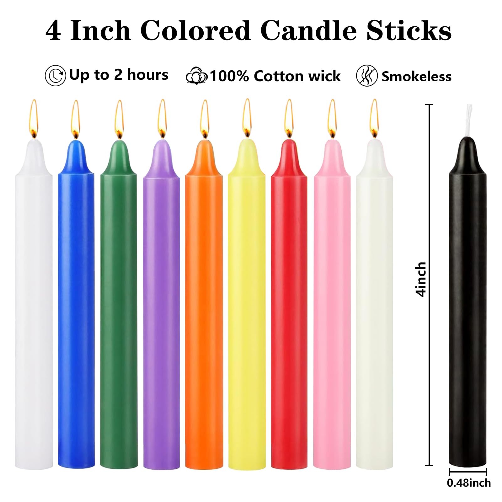 Bulk 40 Pack 4-Inch Colored Mini Taper Candles for Rituals and Spells