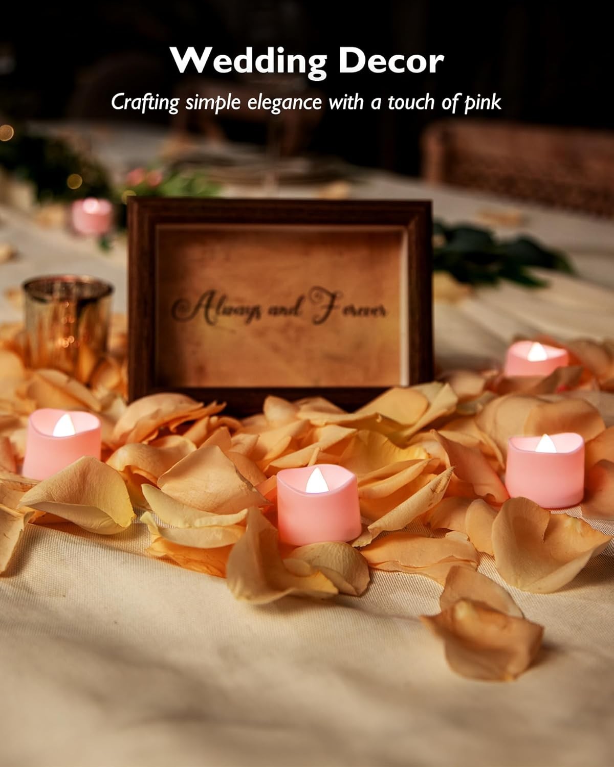 12pc Pink Tea Lights Candles Battery Operated, 200hr Flameless Flickering Lights