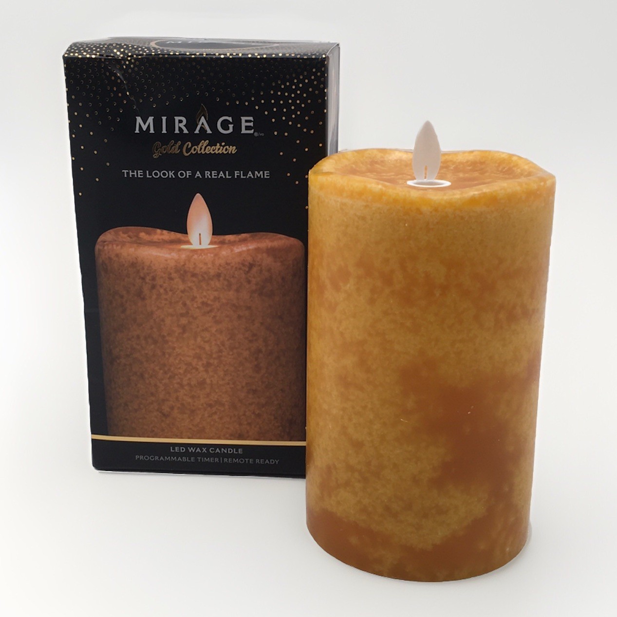Mirage 6 in. Brown Spice Mottled Flameless LED Pillar Candle