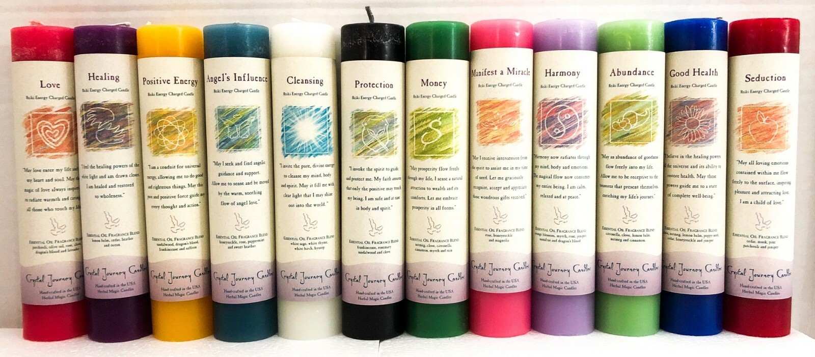 Crystal Journey Reiki Charged Candle – Herbal Magic Pillar – Free Shipping!