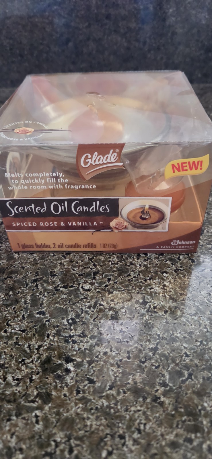 Glade Scented Oil Candle & 6 Refills orchid & Spiced Rose Vanilla