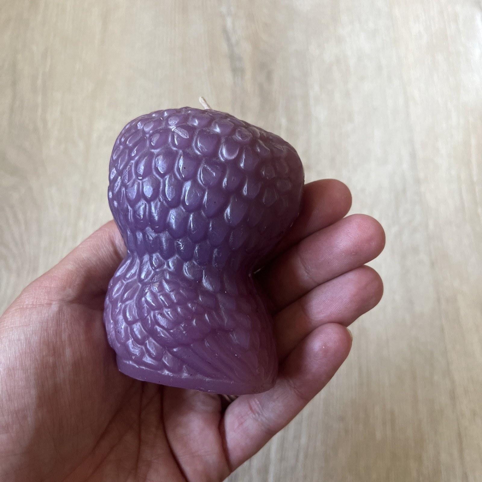 Vintage Retro 70s Small Light Purple Wax Owl Candle 3.5” Lavender Cottage Core