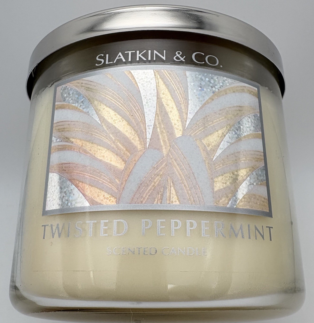 Bath & Body Works Slatkin & Co Twisted Peppermint 3 Wick Candle 14.5 Oz NOS