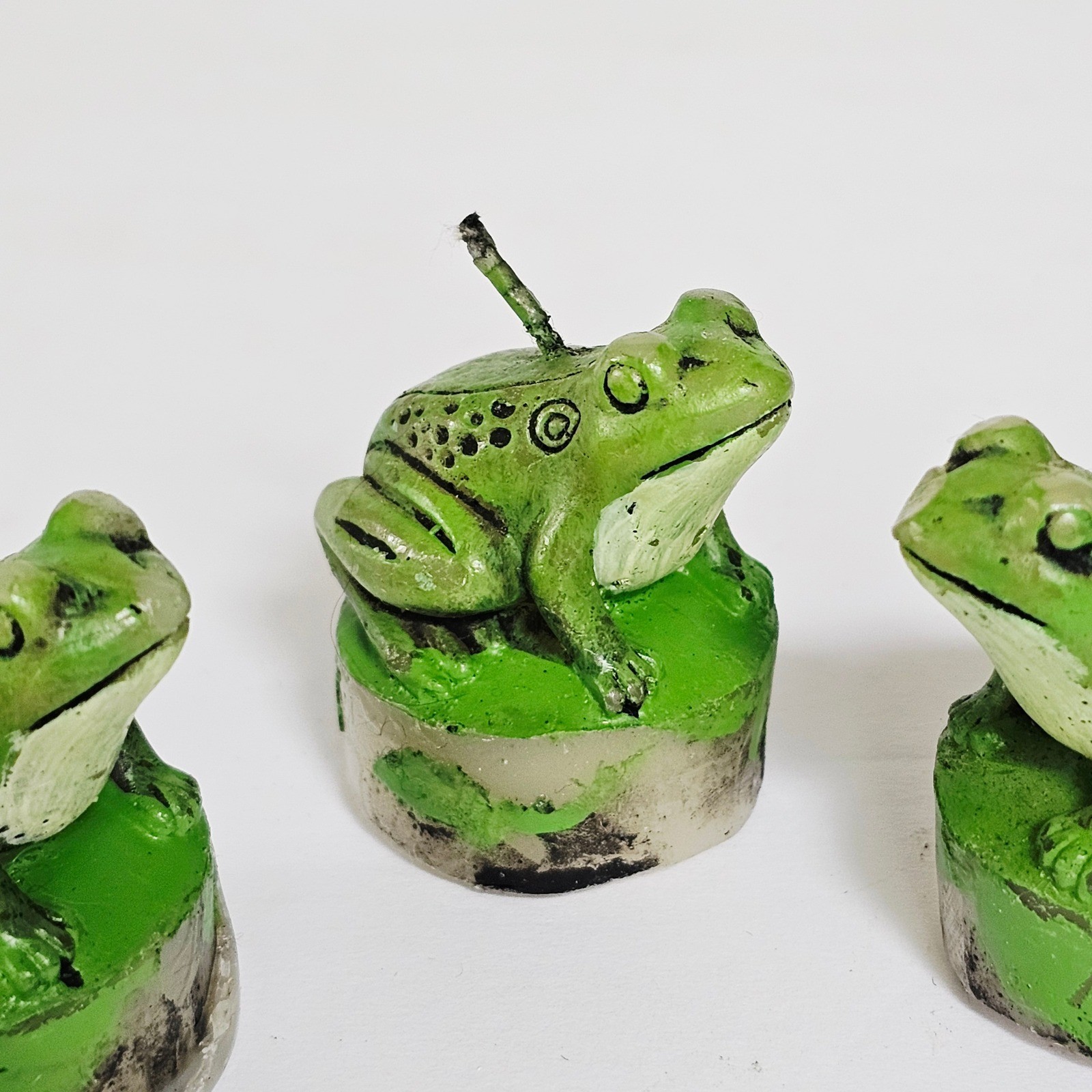 Vintage Frog Tealight Candles Set 3 Cottagecore Decor Nature Rain Forest Garden