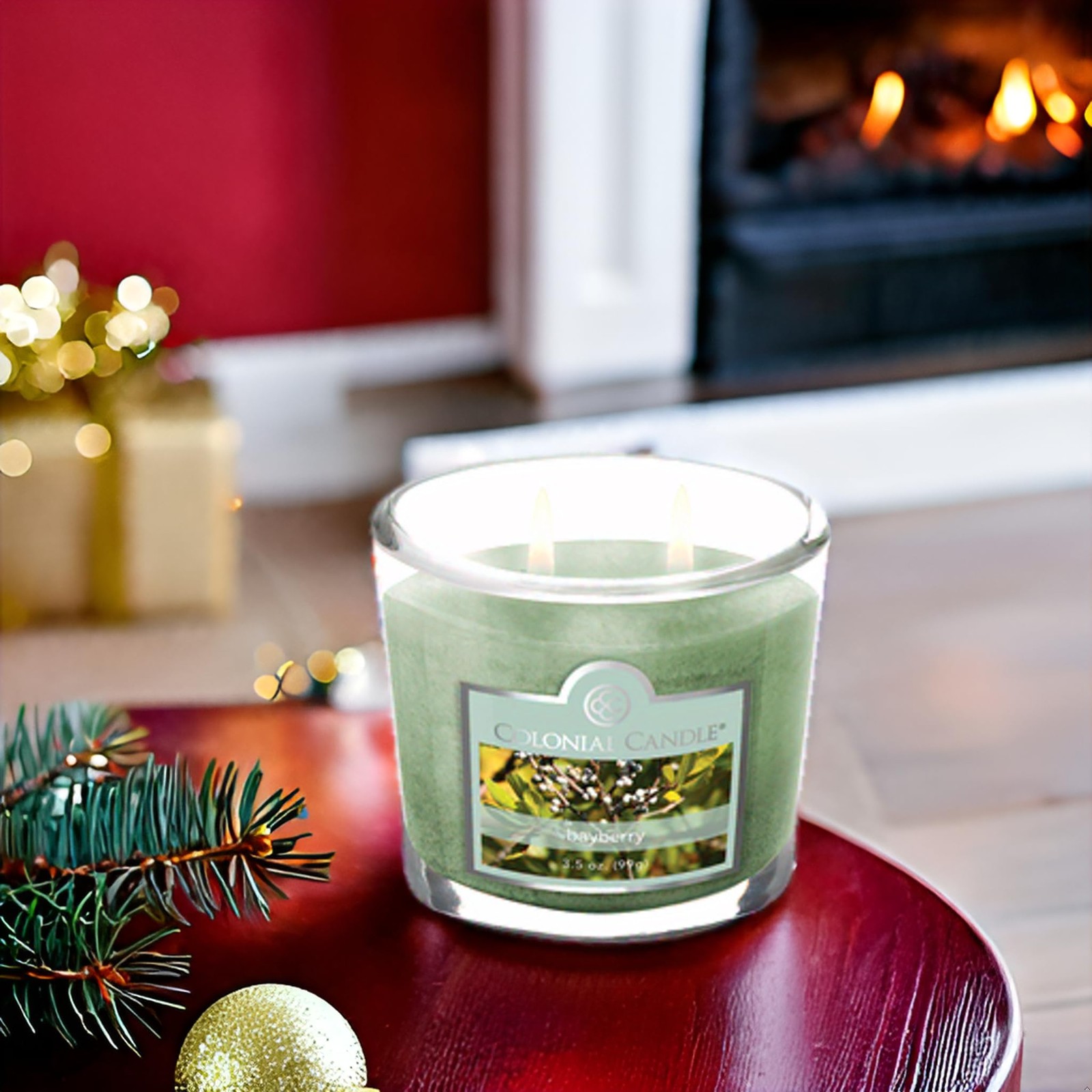 Bayberry Scented Jar Candle, 2 Wick, 3.5 oz, Mottled Wax Candle