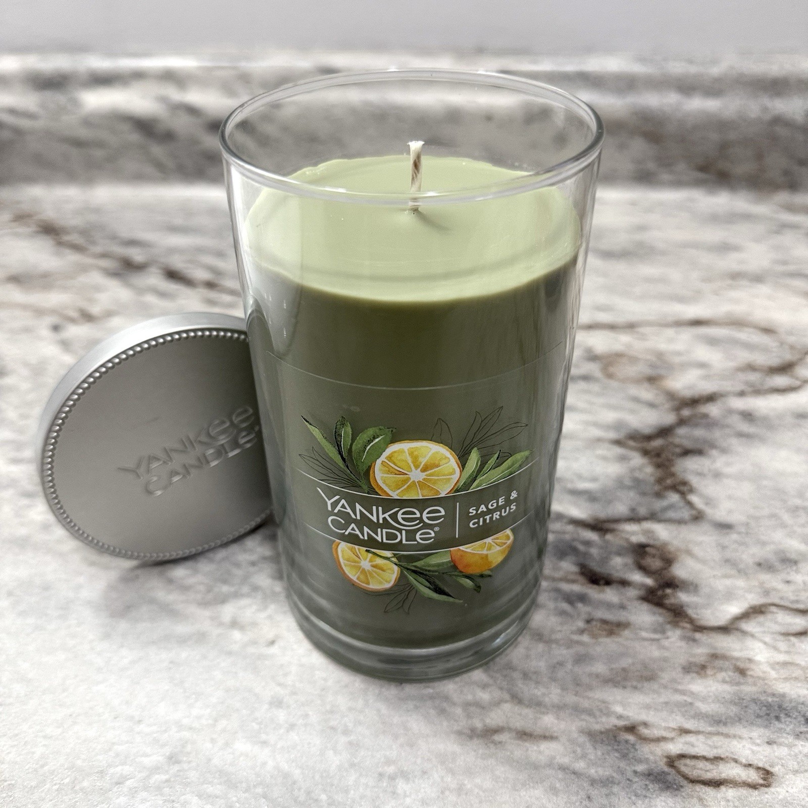 NEW Yankee Candle Sage & Citrus Medium Candle Fresh Clean Scent Fast Shipping!