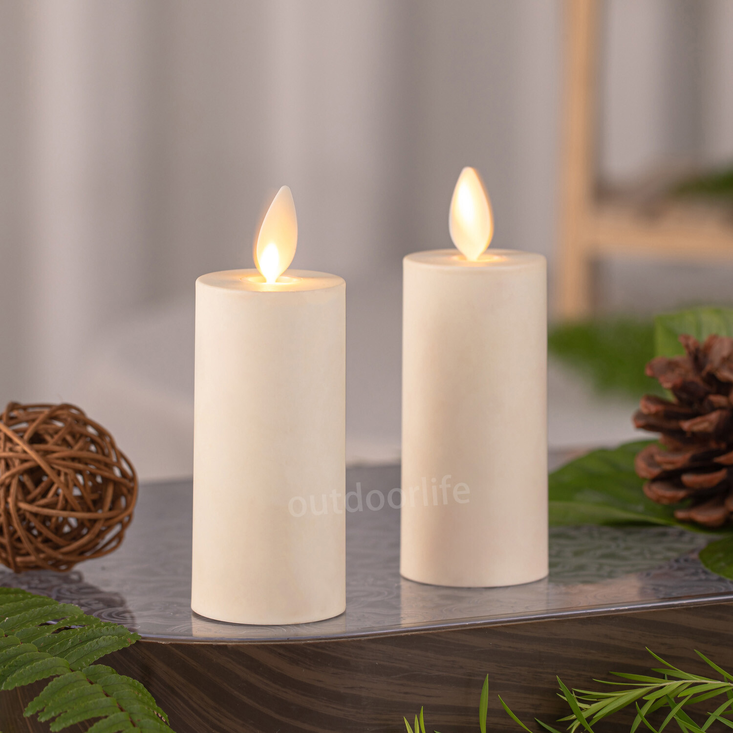 Set of 2 Luminara Flameless Votive LED Candles Ivory with Remote Moving Wick