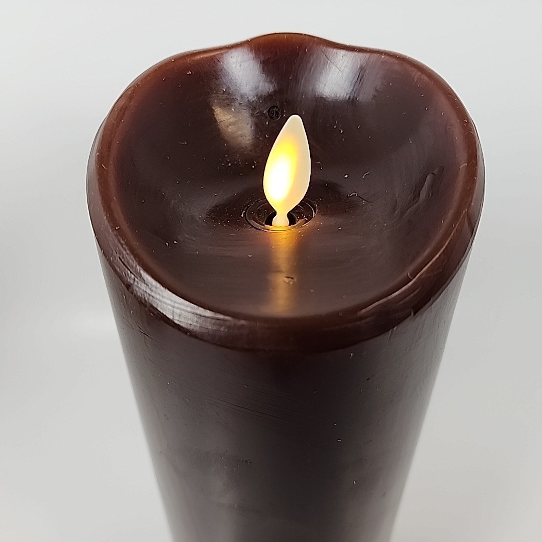 Luminara 8” Dark Brown Real-Flame Effect Candle w/Remote Control