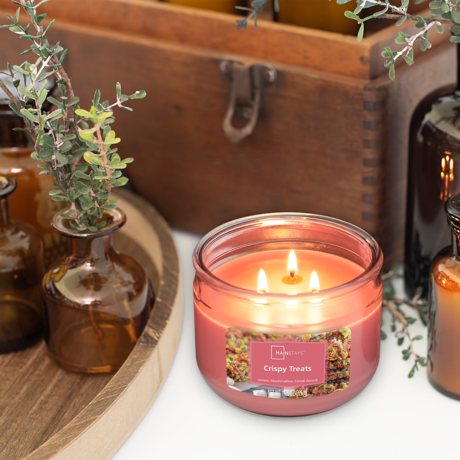 3-Wick Crispy Treats Scented Glass Jar Candle, 11.5 oz, Pack of 2 Free Shipping