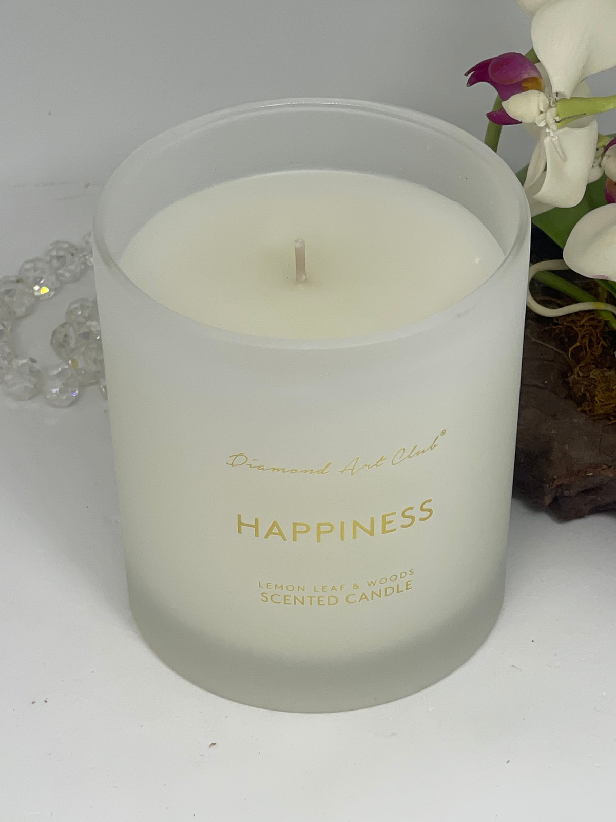 Diamond Art Club Happiness Lemon Leaf & Woods Scented Candle – 7.76 oz – NIB