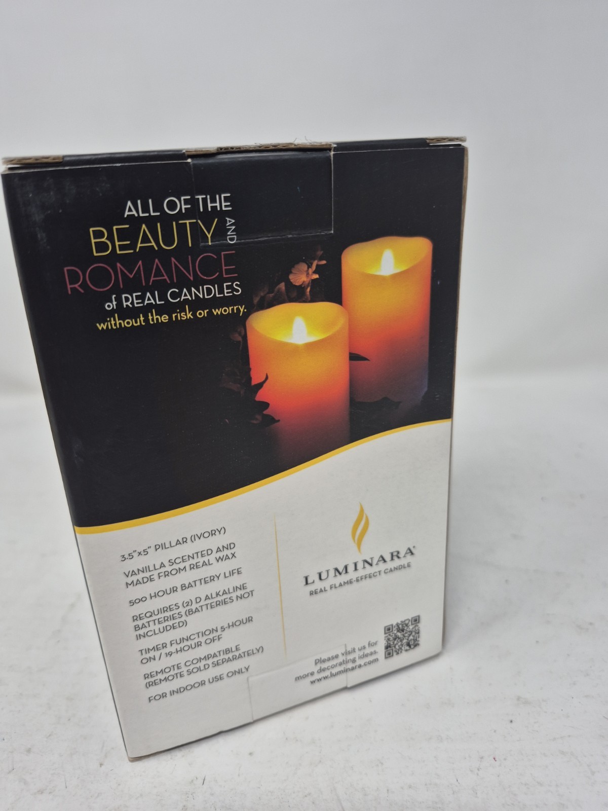 Luminara Flicker Flameless Candle Vanilla Scented Wax Pillar Timer-Very Good.