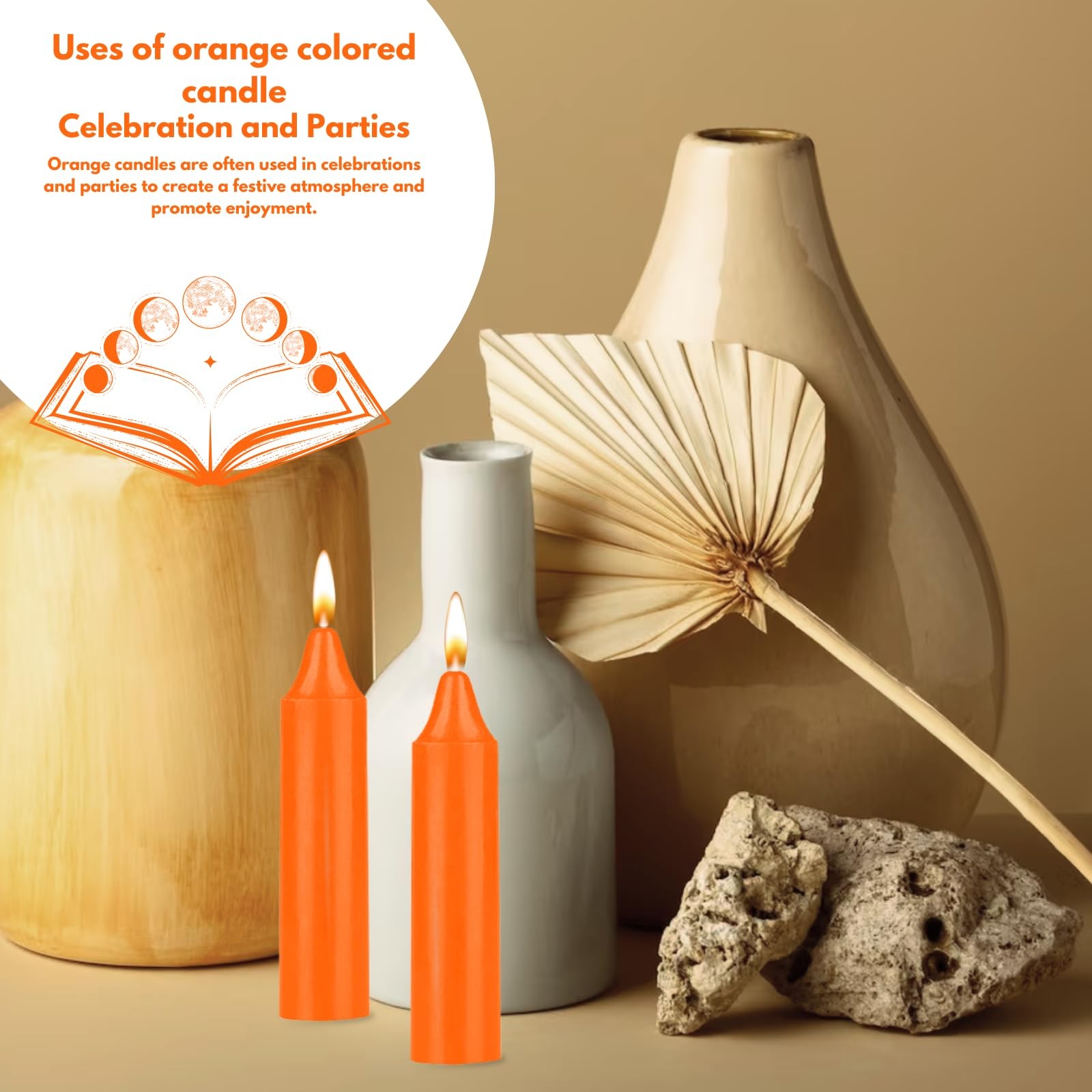 Box of 12 Orange Candles | 4 inches Tall 3/4 inch Diameter | Witchcraft Supp…