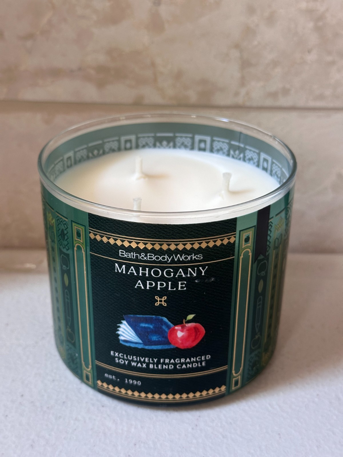 Bath & Body Works Mahogany Apple Candle 3-Wick Large 14.5 OZ NEW