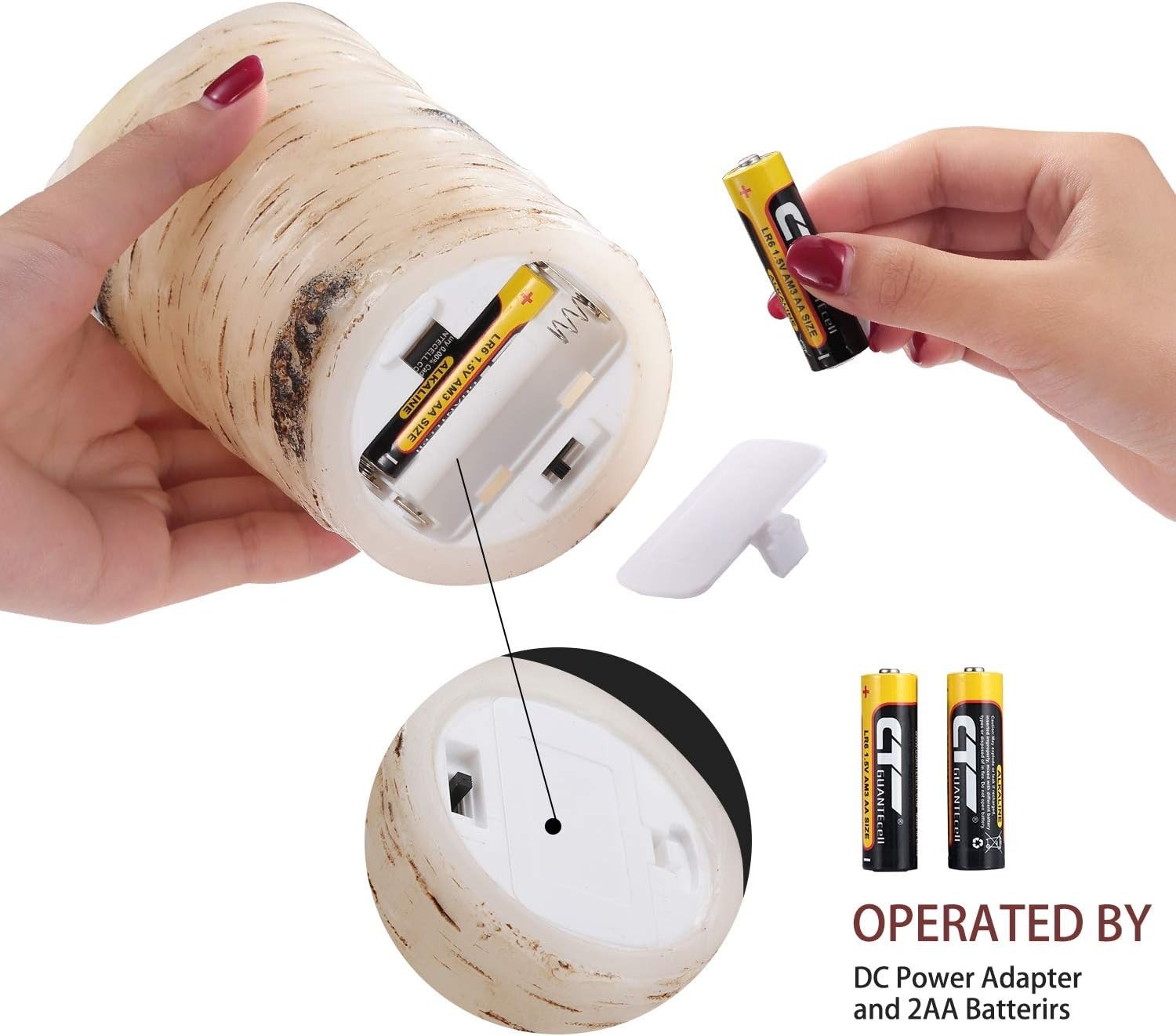 Flameless Candles LED Candles Birch Bark Set of 3 D 3.25″ x H 4″ 5″ 6″ Ivory …