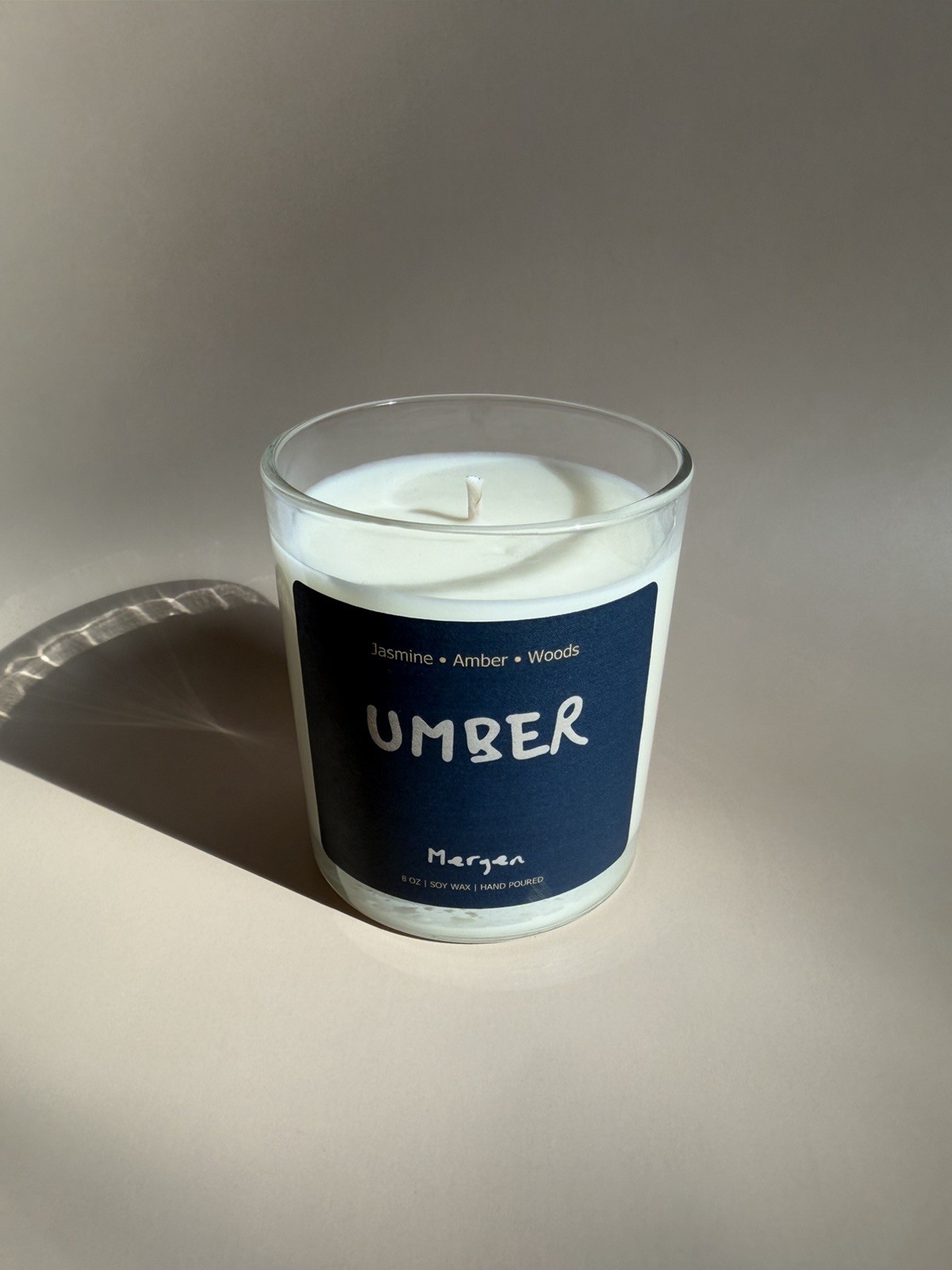 Scented 0 soy wax candle Hand Poured Candle Jasmine Amber Woods 8 oz Mergen